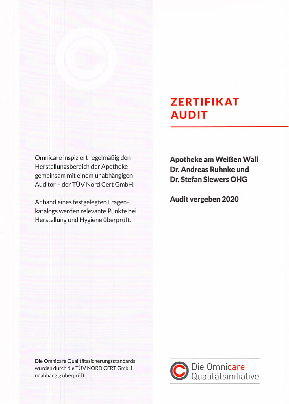 Zertifikat Audit